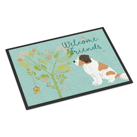 Carolines Treasures Welcome Friends Saint Bernard Indoor or Outdoor Mat, 18 x 27 in. BB7599MAT